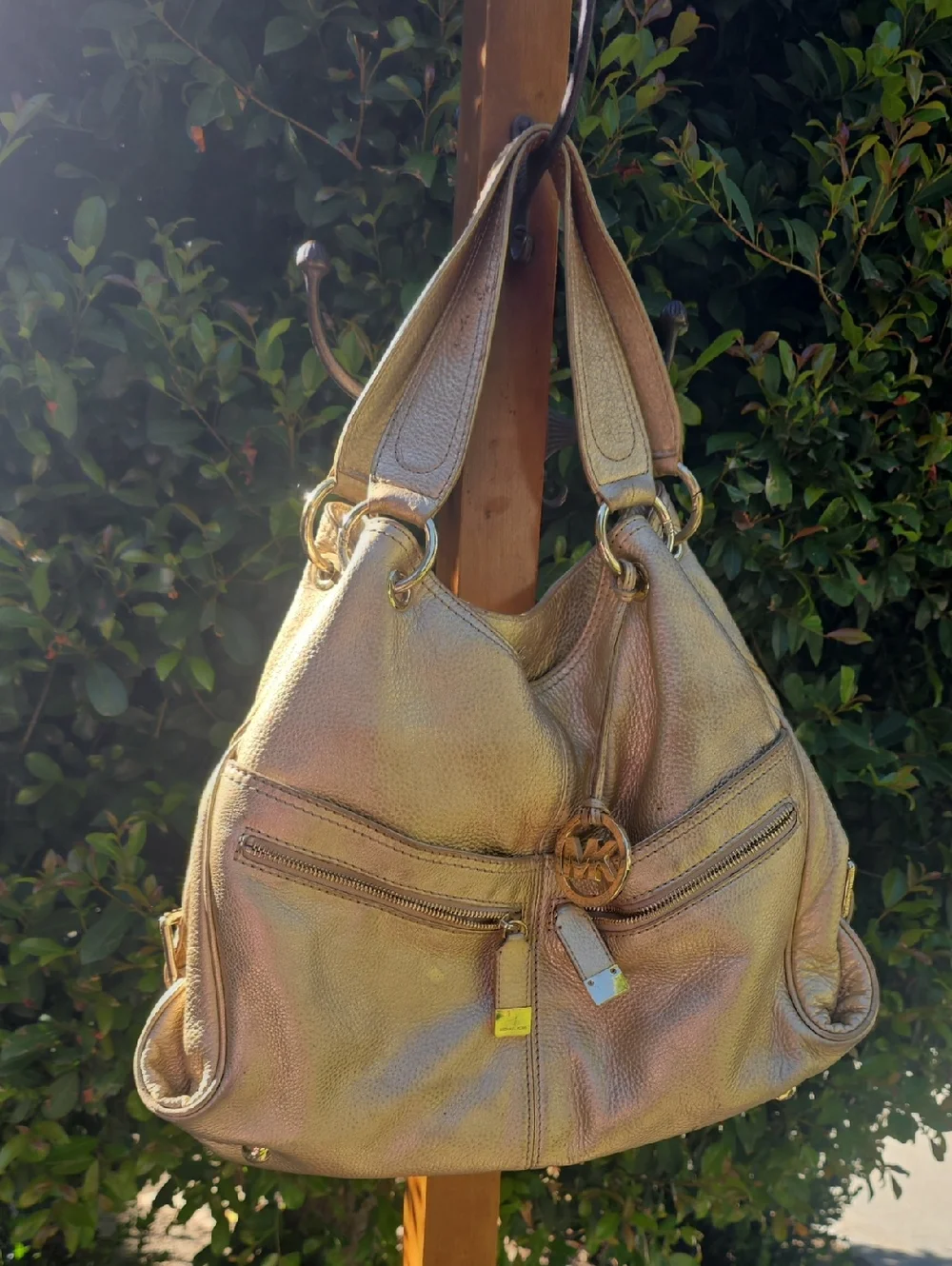 Michael Kors Gold Metallic Hobo Shoulder Bag